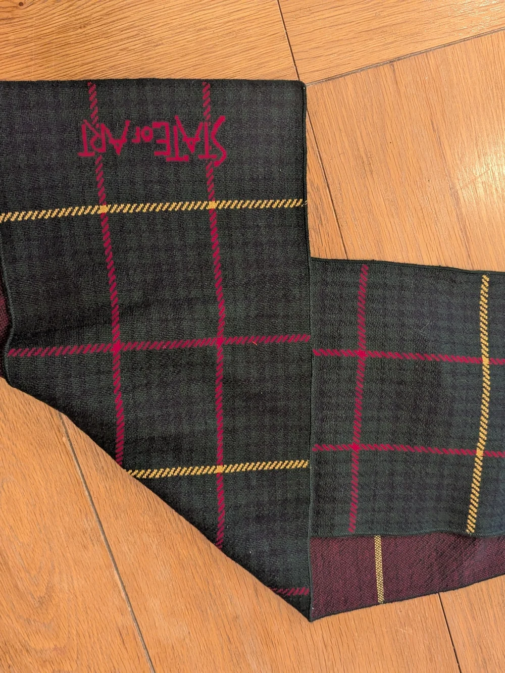 State of Art Plaid Scarf - Woolen Lightweight Black & Burgundy 66' by  10'
